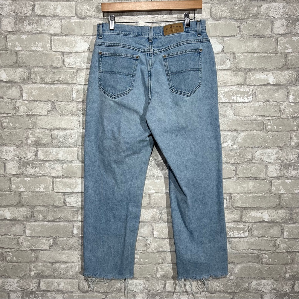 Vintage Riders Women's 12 High Waist Mom Jeans DIY Cropped Raw Hem Light Wash